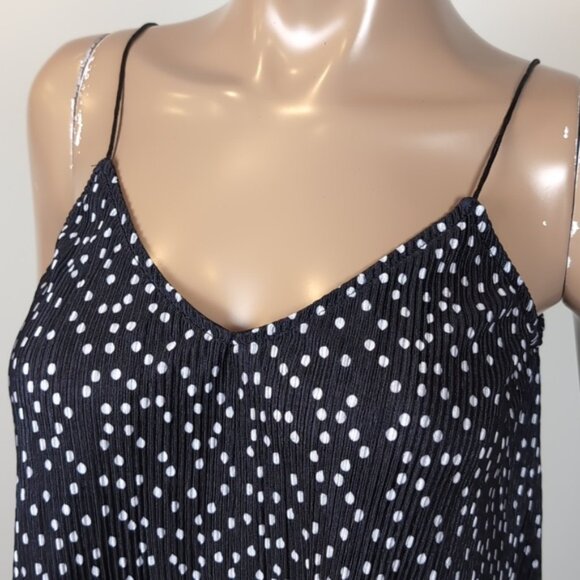 3/$20 Tally Reijl Relaxed Camisole Top Polka Dot Tank Womens Size Small Black - Picture 6 of 16